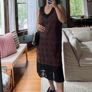 Ace & Jig Crochet Midi Beth Dress in Ganache